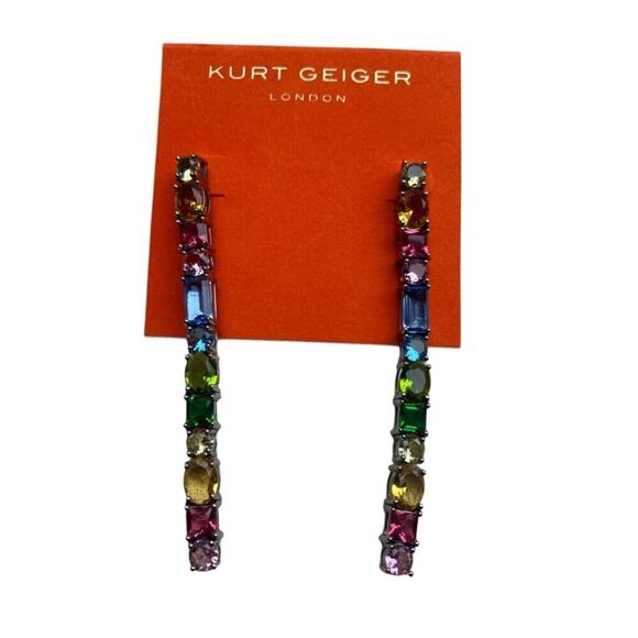 Kurt Geiger London Linear mixed crystal drop earrings - Picture 1 of 3